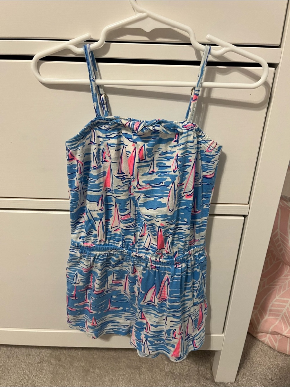 Lilly Pulitzer Girls Blue Pink Sailboat Print romper